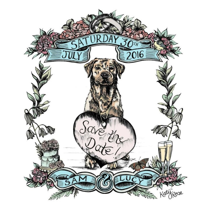 Hand drawn, illustrated Save the Date design